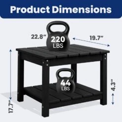 Black HDPE 2-Tier Outdoor Side Table, Weather-Resistant Patio Coffee Table 11 Black HDPE 2-Tier Outdoor Side Table, Weather-Resistant Patio Coffee Table -Jearey jearey outdoor side tables scbj bk c3 1000