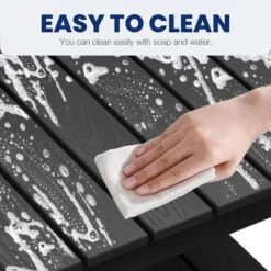 Black HDPE 2-Tier Outdoor Side Table, Weather-Resistant Patio Coffee Table 15 Black HDPE 2-Tier Outdoor Side Table, Weather-Resistant Patio Coffee Table -Jearey jearey outdoor side tables scbj bk fa 1000