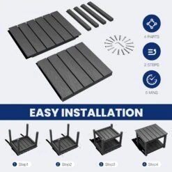 Gray HDPE 2-Tier Outdoor Side Table, Weather-Resistant Patio Coffee Table -Jearey jearey outdoor side tables scbj gr 76 1000