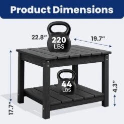 Gray HDPE 2-Tier Outdoor Side Table, Weather-Resistant Patio Coffee Table -Jearey jearey outdoor side tables scbj gr c3 1000