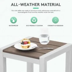 Brown Square Aluminum Frame 16 In. Outdoor Side Table Light Weight -Jearey jearey outdoor side tables ymlcj brown c3 1000