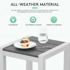 Gray Square Aluminum Frame 16 In. Outdoor Side Table Light Weight 7 Gray Square Aluminum Frame 16 In. Outdoor Side Table Light Weight -Jearey jearey outdoor side tables ymlcj gray c3 1000