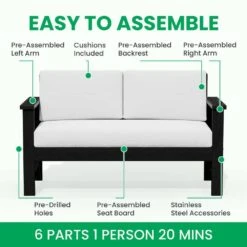 Black 4-Piece HDPE Plastic Patio Conversation Set With Beige Cushions 18 Black 4-Piece HDPE Plastic Patio Conversation Set With Beige Cushions -Jearey jearey patio conversation sets 4cvst blbg 77 1000