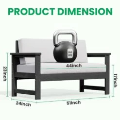 Grey 4-Piece HDPE Plastic Patio Conversation Set With Beige Cushions -Jearey jearey patio conversation sets 4cvst grbg 31 1000