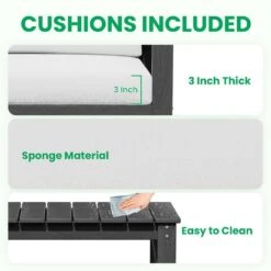 Grey 4-Piece HDPE Plastic Patio Conversation Set With Beige Cushions -Jearey jearey patio conversation sets 4cvst grbg 44 1000