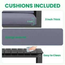 Grey 4-Piece HDPE Plastic Patio Conversation Set With Grey Cushions -Jearey jearey patio conversation sets 4cvst grgr 44 1000