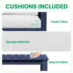 Navy 4-Piece HDPE Plastic Patio Conversation Set With Beige Cushions -Jearey jearey patio conversation sets 4cvst nvbg 44 1000