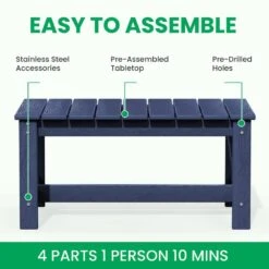 Navy 4-Piece HDPE Plastic Patio Conversation Set With Beige Cushions -Jearey jearey patio conversation sets 4cvst nvbg d4 1000