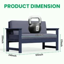 Navy 4-Piece HDPE Plastic Patio Conversation Set With Grey Cushions -Jearey jearey patio conversation sets 4cvst nvgr 31 1000