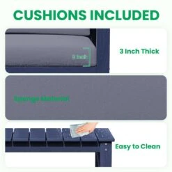 Navy 4-Piece HDPE Plastic Patio Conversation Set With Grey Cushions -Jearey jearey patio conversation sets 4cvst nvgr 44 1000