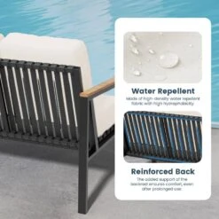 4-Piece Metal Outdoor Patio Conversation Set With Beige Cushions, 2-Rocking Chairs And Coffee Table 12 4-Piece Metal Outdoor Patio Conversation Set With Beige Cushions, 2-Rocking Chairs And Coffee Table -Jearey jearey patio conversation sets 5ty beige 44 1000