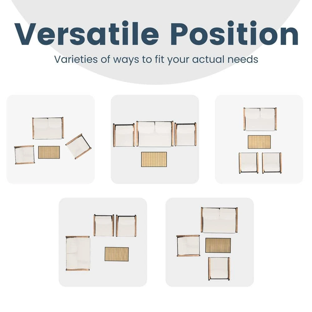 4-Piece Metal Outdoor Patio Conversation Set With Beige Cushions, 2-Rocking Chairs And Coffee Table 3 4-Piece Metal Outdoor Patio Conversation Set With Beige Cushions, 2-Rocking Chairs And Coffee Table - Image 3