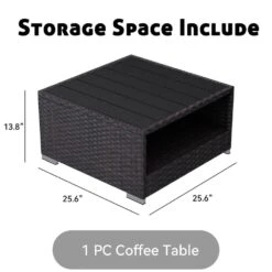 7-Piece Wicker Patio Conversation Set With Gray Cushions And Pillows, Also Rain Resistant Sofa Cover -Jearey jearey patio conversation sets ke7 gray a0 1000