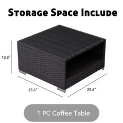 7-Piece Wicker Patio Conversation Set With Khaki Cushions And Pillows, Also Rain Resistant Sofa Cover -Jearey jearey patio conversation sets ke7 khaki a0 1000