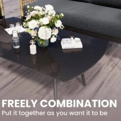 4-Piece Patio Conversation Set, Balcony Bistro Set 2 Outdoor Chairs & 1 Loveseat With Cushions, Coffee Table, Dark Gray -Jearey jearey patio conversation sets swsf4 dr 1f 1000