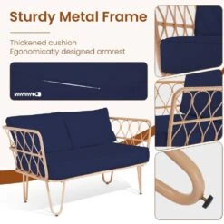 4-Piece Navy Wicker Patio Conversation Set Loveseat With Cushions And Coffee Table 11 4-Piece Navy Wicker Patio Conversation Set Loveseat With Cushions And Coffee Table -Jearey jearey patio conversation sets tblh 4 ny 4f 1000