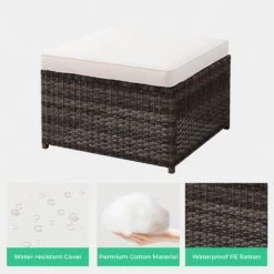 6-Piece Wicker Patio Conversation Set With Creamy White Cushions -Jearey jearey patio conversation sets xes 3jt cwhite 31 1000