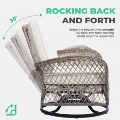 6-Piece Wicker Patio Conversation Set With Creamy White Cushions -Jearey jearey patio conversation sets xes 3jt cwhite c3 1000