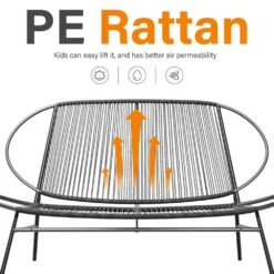 4-Piece Black Round Rattan Patio Rust-Proof Outdoor Bistro Set -Jearey jearey patio conversation sets xsd4p black 4f 1000