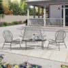 4-Piece Grey Round Rattan Patio Rust-Proof Outdoor Bistro Set