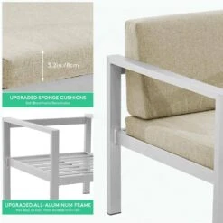 4-Piece Aluminum Patio Conversation Set With Khaki Cushions And Coffee Table -Jearey jearey patio conversation sets xymlsf4jt khaki 4f 1000