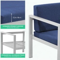 4-Piece Aluminum Patio Conversation Set With Navy Cushions And Coffee Table -Jearey jearey patio conversation sets xymlsf4jt navy 4f 1000