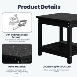 Black 3-Piece Eco-Friendly HDPE Patio Seating Set Conversation Set With Beige Cushions And Side Table -Jearey jearey patio conversation sets zhsfbj bkbg 4f 1000