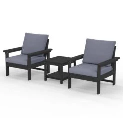 Black 3-Piece Eco-Friendly HDPE Patio Seating Set Conversation Set With Gray Cushions And Side Table 10 Black 3-Piece Eco-Friendly HDPE Patio Seating Set Conversation Set With Gray Cushions And Side Table -Jearey jearey patio conversation sets zhsfbj bkgr 44 1000