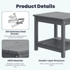 Gray 3-Piece Eco-Friendly HDPE Patio Seating Set Conversation Set With Gray Cushions And Side Table -Jearey jearey patio conversation sets zhsfbj grgr 4f 1000