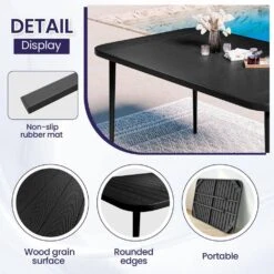 Patio Black Outdoor Dining Table Sets 5-Piece, One Table And 4 Chairs, All Weather Dining Set For Lawn, Garden, Backyard -Jearey jearey patio dining sets set zy black 1f 1000