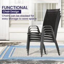 Patio Black Outdoor Dining Table Sets 5-Piece, One Table And 4 Chairs, All Weather Dining Set For Lawn, Garden, Backyard -Jearey jearey patio dining sets set zy black 44 1000