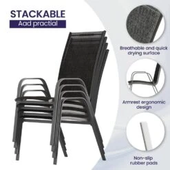 Patio Black Outdoor Dining Table Sets 5-Piece, One Table And 4 Chairs, All Weather Dining Set For Lawn, Garden, Backyard -Jearey jearey patio dining sets set zy black fa 1000