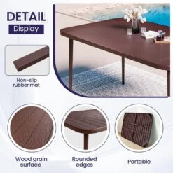 Patio Brown Outdoor Dining Table Sets 5-Piece, One Table And 4 Chairs, All Weather Dining Set For Lawn, Garden, Backyard -Jearey jearey patio dining sets set zy brown 1f 1000