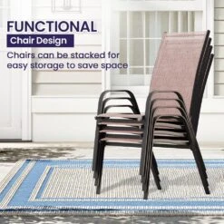 Patio Brown Outdoor Dining Table Sets 5-Piece, One Table And 4 Chairs, All Weather Dining Set For Lawn, Garden, Backyard -Jearey jearey patio dining sets set zy brown 44 1000