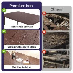 Patio Brown Outdoor Dining Table Sets 5-Piece, One Table And 4 Chairs, All Weather Dining Set For Lawn, Garden, Backyard -Jearey jearey patio dining sets set zy brown 4f 1000