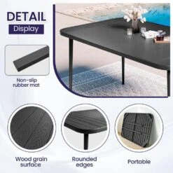 Patio Gray Outdoor Dining Table Sets 5-Piece, One Table And 4 Chairs, All Weather Dining Set For Lawn, Garden, Backyard -Jearey jearey patio dining sets set zy gray 1f 1000