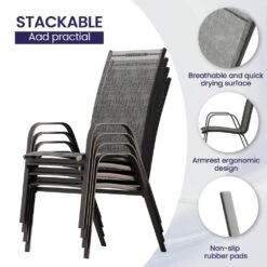 Patio Gray Outdoor Dining Table Sets 5-Piece, One Table And 4 Chairs, All Weather Dining Set For Lawn, Garden, Backyard -Jearey jearey patio dining sets set zy gray fa 1000