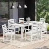 PEHD 7-Piece Plastic Rectangle Standard Height Outdoor Dining Set, Beige