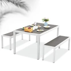 6 - Person Rectangular Grey Metal Outdoor Dining Set