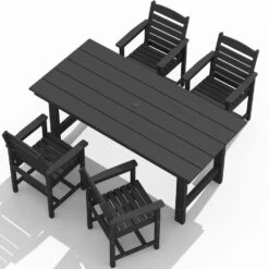 Charlottetown Black 7-Piece Wicker Outdoor Dining Set With Black Cushion -Jearey jearey patio dining sets xzxxy black e1 1000
