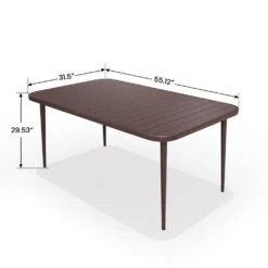 55.1 In. Brown Rectangular Outdoor Patio Dining Table With Wood-Like Tabletop -Jearey jearey patio dining tables dt slmw brown 77 1000