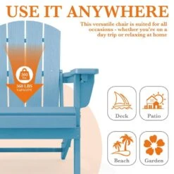 Weather Resistant Plastic HDPE Outdoor Patio Folding Adjustable Adirondack Chair With Cup Holder In Light Blue -Jearey jearey plastic adirondack chairs cgtjy blue fa 1000