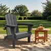 Weather Resistant Plastic HDPE Outdoor Patio Folding Adjustable Adirondack Chair With Cup Holder In Gray