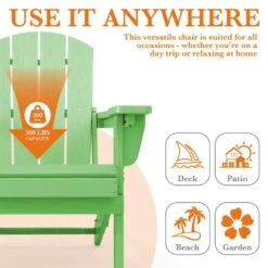 Weather Resistant Plastic HDPE Outdoor Patio Folding Adjustable Adirondack Chair With Cup Holder In Light Green -Jearey jearey plastic adirondack chairs cgtjy green fa 1000