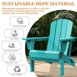 Weather Resistant Plastic HDPE Outdoor Patio Folding Adjustable Adirondack Chair With Cup Holder In Peacock Blue -Jearey jearey plastic adirondack chairs cgtjy kql 1f 1000