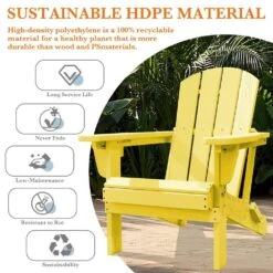 Weather Resistant Plastic HDPE Outdoor Patio Folding Adjustable Adirondack Chair With Cup Holder In Lemon Yellow 13 Weather Resistant Plastic HDPE Outdoor Patio Folding Adjustable Adirondack Chair With Cup Holder In Lemon Yellow -Jearey jearey plastic adirondack chairs cgtjy nmh 1f 1000