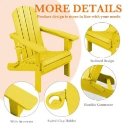 Weather Resistant Plastic HDPE Outdoor Patio Folding Adjustable Adirondack Chair With Cup Holder In Lemon Yellow 14 Weather Resistant Plastic HDPE Outdoor Patio Folding Adjustable Adirondack Chair With Cup Holder In Lemon Yellow -Jearey jearey plastic adirondack chairs cgtjy nmh 44 1000
