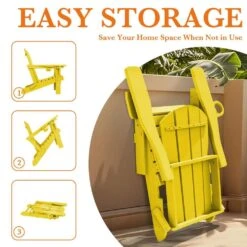 Weather Resistant Plastic HDPE Outdoor Patio Folding Adjustable Adirondack Chair With Cup Holder In Lemon Yellow 12 Weather Resistant Plastic HDPE Outdoor Patio Folding Adjustable Adirondack Chair With Cup Holder In Lemon Yellow -Jearey jearey plastic adirondack chairs cgtjy nmh 4f 1000