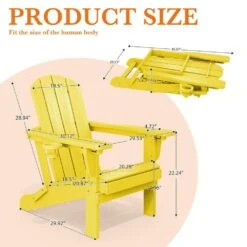Weather Resistant Plastic HDPE Outdoor Patio Folding Adjustable Adirondack Chair With Cup Holder In Lemon Yellow 11 Weather Resistant Plastic HDPE Outdoor Patio Folding Adjustable Adirondack Chair With Cup Holder In Lemon Yellow -Jearey jearey plastic adirondack chairs cgtjy nmh c3 1000