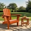Weather Resistant Plastic HDPE Outdoor Patio Folding Adjustable Adirondack Chair With Cup Holder In Dark Orange